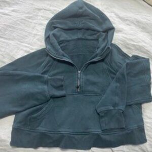 Teal Lululemon Scuba Cropped Hoodie with thumb holes